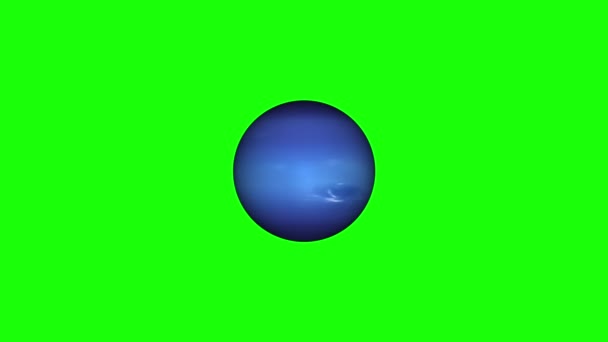 Neptuno Planeta Sobre Fondo Verde Planeta Animado Neptune Vistas Desde — Vídeo de stock