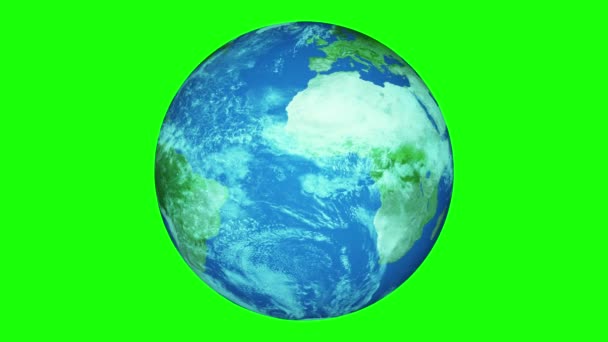 Planète Terrestre Sur Fond Vert Planète Animée Vue Sur Terre — Video