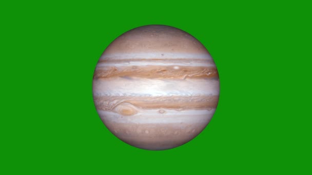 Planeta Júpiter Sobre Fondo Verde Planeta Animado Júpiter Vistas Desde — Vídeo de stock