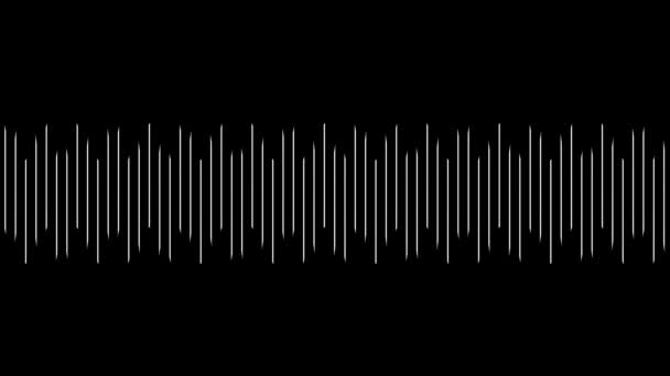 Ljud Våg Animation Svart Och Vit Färg Linje Svart Bakgrund — Stockvideo