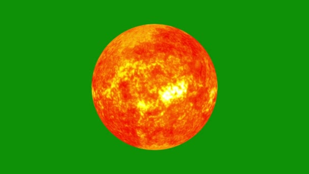 Солнечная Система Концепции Солнца Зеленом Фоне Анимированные Вулканы Видом Поверхность — стоковое видео