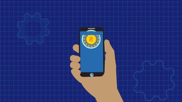 Анимированный Логотип Дисплея Смартфона Символе Национальной Валюты Rs_1101 — стоковое видео