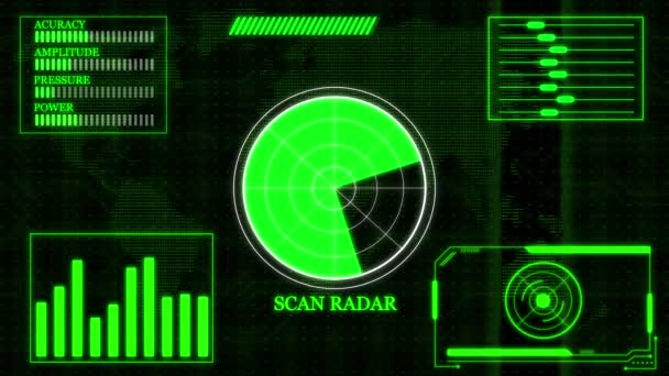 Different Information Showing Radar Screen Display Animated Background Rs_1146 — Stock Video