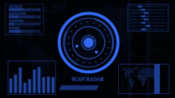 Różne Informacje Pokazujące Animowane Tło Wyświetlacza Radaru 1149 — Wideo stockowe