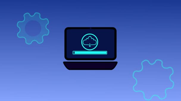 Het Downloaden Van Cloud Pictogram Concept Laptop Weergave Animatie Achtergrond — Stockvideo