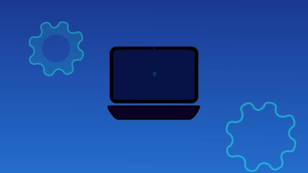 Przesyłanie Ikony Chmury Wyświetlaczu Laptopowym Logotypu Tła Animacji Załącznik — Wideo stockowe