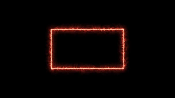 Rektangel Glödande Färgglad Form Sol Låga Neon Geometrisk Animation Bakgrund — Stockvideo