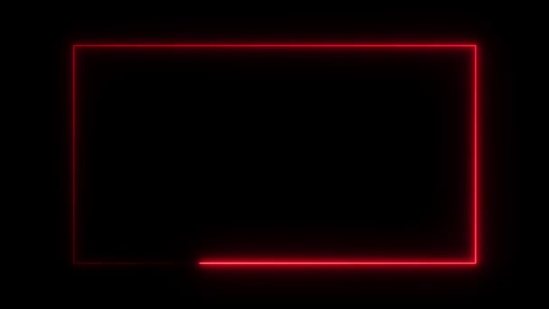 Прямоугольник Светящийся Красочной Формы Солнце Пламя Неоновой Геометрической Анимации Фон — стоковое видео