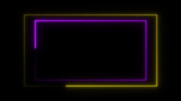 Rectangle Glowing Colorful Shape Sun Flame Neon Geometric Animation Background — Stock Video