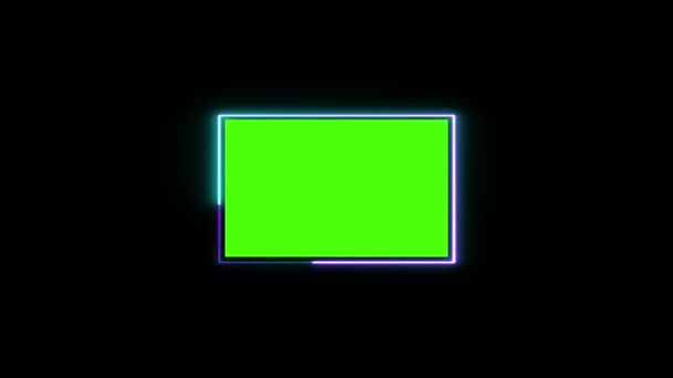 Retângulo Brilhando Forma Colorida Sol Chama Neon Animação Geométrica Fundo — Vídeo de Stock