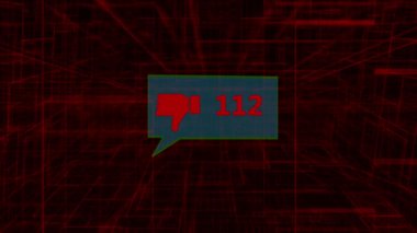 Canlandırılmış yorum ve sosyal medya, videolar, web siteleri gibi sayma numaraları olan simgeler.