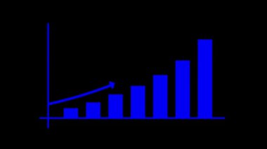 Yükselen ok ve çubuklu bir iş bilgisi grafiklerinin animasyonu. Renkli bir geçmiş. rs_ 1557