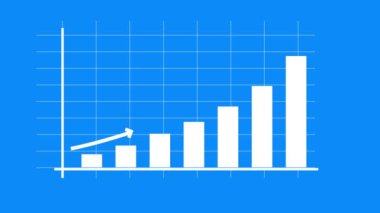Yükselen ok ve çubuklu bir iş bilgisi grafiklerinin animasyonu. Renkli bir geçmiş. rs_ 1558