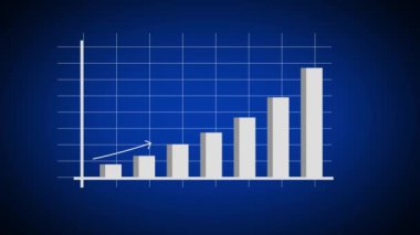 Yükselen ok ve çubuklu bir iş bilgisi grafiklerinin animasyonu. Renkli bir geçmiş. rs_ 1564