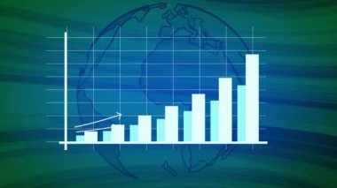 Yükselen ok ve çubuklu bir iş bilgisi grafiklerinin animasyonu. Renkli bir geçmiş. rs_ 1568