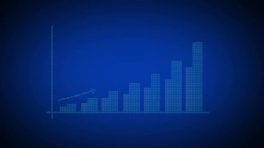 Yükselen ok ve çubuklu bir iş bilgisi grafiklerinin animasyonu. Renkli bir geçmiş. rs_ 1573