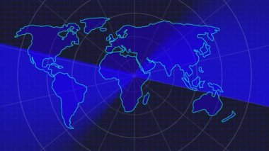 Dijital teknoloji dünya haritası animasyonunu tarıyor. Renkli dünya haritası animasyonu. rs_1596