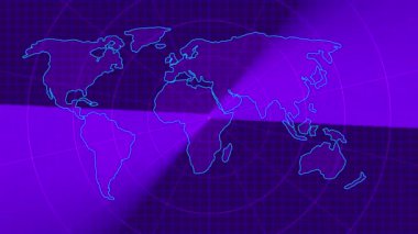 Dijital teknoloji dünya haritası animasyonunu tarıyor. Renkli dünya haritası animasyonu. rs_1602