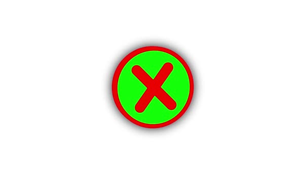 Cruz Vermelha Animada Aparece Conceito Proibição Animação Plana Isolada Fundo — Vídeo de Stock