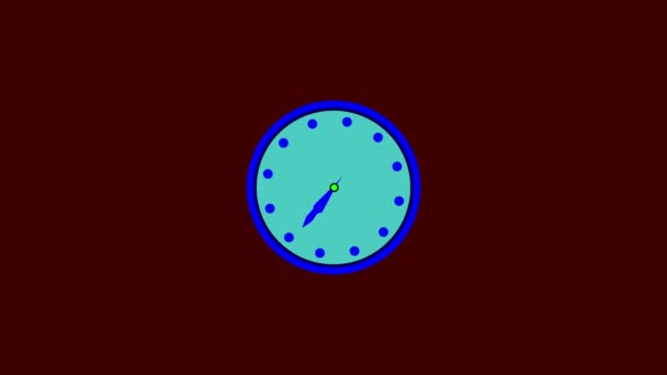Animacja Zegara Płaskim Stylu Długimi Cieniami Strzałki Poruszające Się Godziny — Wideo stockowe