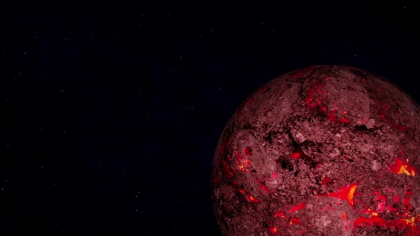 Planeta Lava Caliente Ardiente Con Cinturón Asteroides Órbita — Vídeo de stock