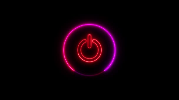 Botão Energia Colorido Botão Energia Ligar Desligar Fundo Escuro — Vídeo de Stock