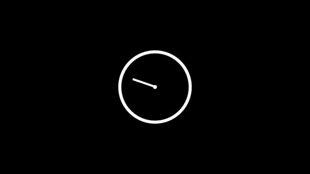 Reloj Circular Aislado Sobre Fondo Negro Reloj Simple Animado 1431 — Vídeo de stock