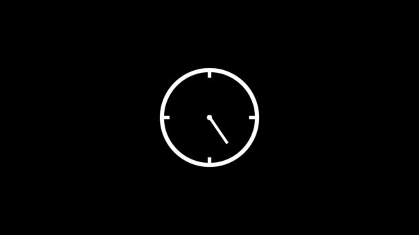Relógio Círculo Isolado Fundo Preto Relógio Simples Animado 1434 — Vídeo de Stock