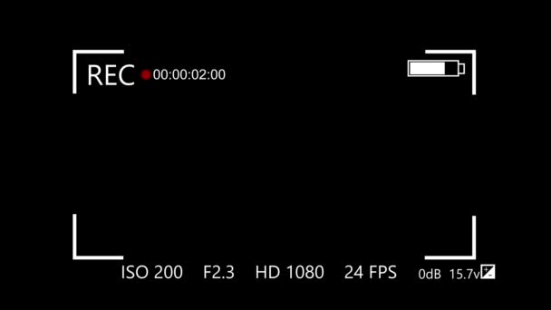Cornice Telecamera Registrazione Sfondo Nero Interfaccia Fotocamera Schermo Registrazione Rs_1473 — Video Stock