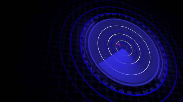 Radar Realista Azul Digital Com Alvos Monitor Busca Busca Aérea — Vídeo de Stock