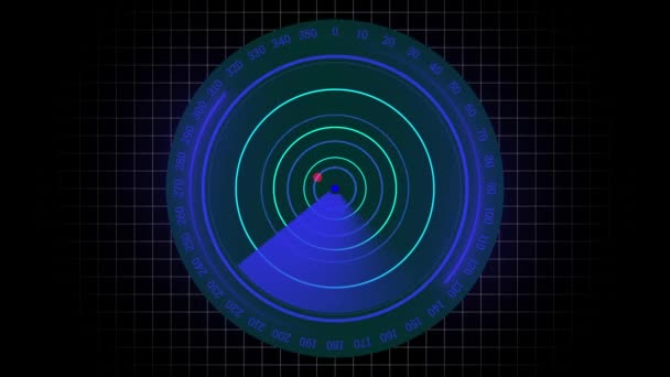 Digitale Blauwe Realistische Radar Met Doelwitten Monitor Bij Het Zoeken — Stockvideo
