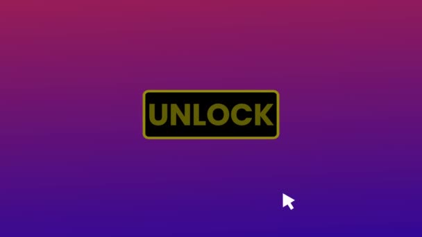 Кнопка Unlock Натиснута Екрані Комп Ютера Допомогою Фону Руху Вказівника — стокове відео