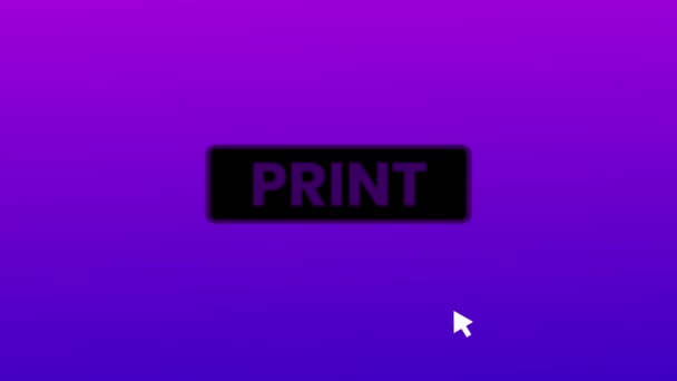 Print Knop Ingedrukt Het Computerscherm Door Cursor Pointer Muis Beweging — Stockvideo