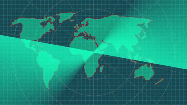 Digitální Technologie Skenující Animaci Mapy Země Barevná Animace Mapy Země — Stock video