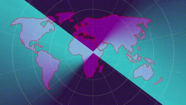 Tecnología Digital Que Escanea Animación Del Mapa Terrestre Animación Colorida — Vídeo de stock