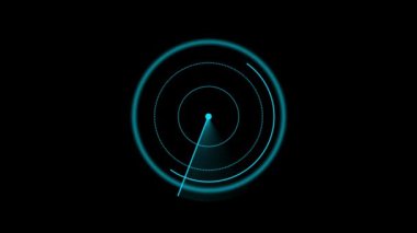 Araştırmadaki gerçekçi radar. HUD radar görüntüsü. Siyah arka planda gerçekçi bir hareket. rs_ 1617