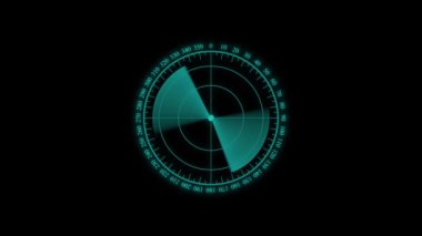 Parlayan yeşil tarama çizgilerine sahip Radar ekranı koyu bir arkaplanda canlandırıldı.