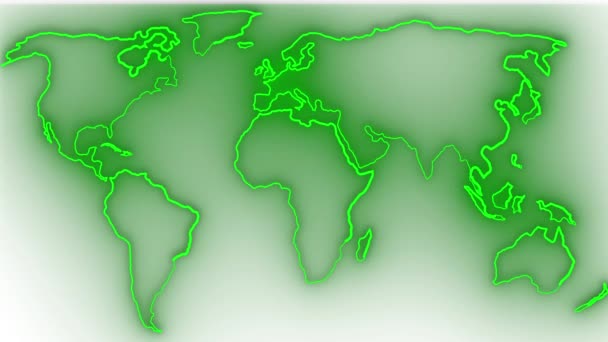 Världskartan Gränser Skissera Loop Bakgrund Jord Karta Stock Linje Animation — Stockvideo
