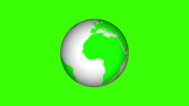 Weltkarte Erde Animiert Auf Grünem Hintergrund Gedreht Rs_1668 — Stockvideo