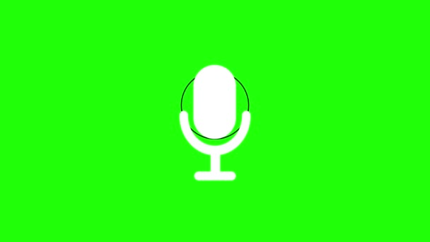 Εικονίδιο Μικροφώνου Λευκού Χρώματος Στον Πάγκο Πράσινο Φόντο Χρώμα Rs_ — Αρχείο Βίντεο