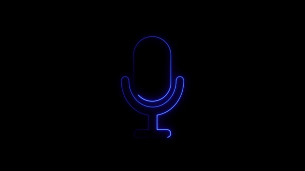Icône Microphone Néon Lumineux Sur Comptoir Fond Couleur Noire Rs_ — Video