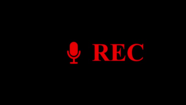 Animando Ícone Rec Conceito Gravação Áudio Vídeo Fundo Preto Rs_1702 — Vídeo de Stock