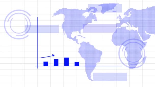 Grafik Zeigt Wirtschaftswachstum Mit Aufwärtstrend Animiert Auf Weltkarte Hintergrund — Stockvideo