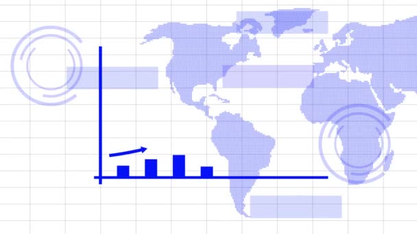 График Показывающий Экономический Рост Восходящий Тренд Фоне Карты Мира — стоковое видео