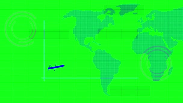 Mappa Del Mondo Astratta Con Una Linea Grafico Che Indica — Video Stock