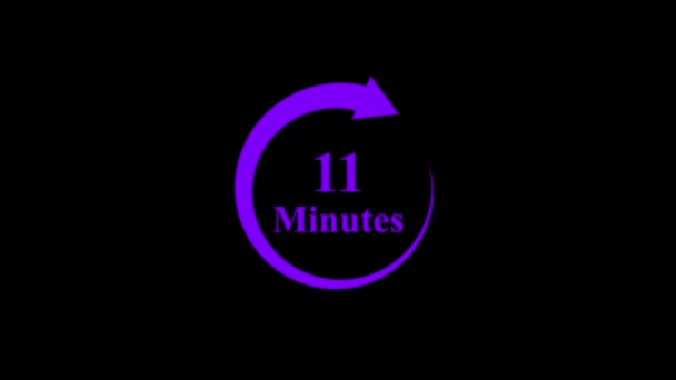 Minuten Dienst Black Clock Minuten Symbol Isoliert Auf Schwarzem Hintergrund — Stockvideo