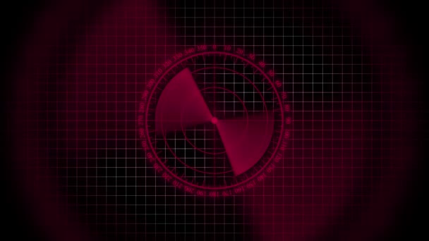 어두운 배경에 애니메이션 빛나는 빨간색 레이더 — 비디오