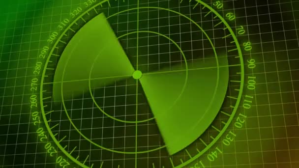Радарний Екран Яскраво Зеленими Лініями Сканування Анімованими Темному Фоні — стокове відео