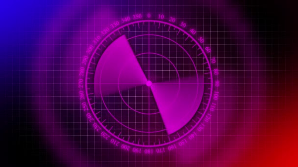 Радарний Екран Яскравими Рожевими Лініями Сканування Анімованими Темному Фоні — стокове відео