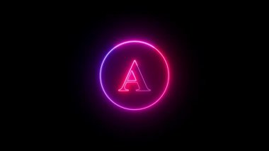 Neon harf Pembe ve mor renkte parlayan, koyu bir arka plan, modern ve şık bir görsel yaratıyor.